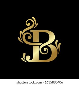 Design a luxury logo with initial letters, monogram style, Premium letter B logo with golden design. Elegant corporate identity.