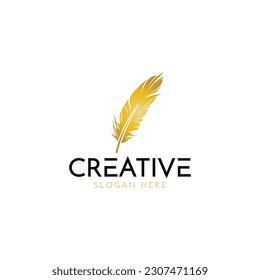 Design a luxury notary logo, solutions for brand identity designs for startup companies, individuals, letter n, feathers vector template in gold color