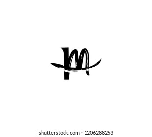Design M Letter Stroke Grunge Swoosh Monogram Logotype