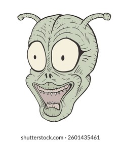 Design of mad alien face draw