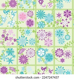 Design made of hearts, with cheerful spring colors throughout. Cyan and Magenta are integral to this cheerful pattern.