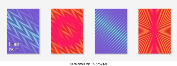 Design magazine cover. Color annual report, folder, presentation, invitation layout. Orange and pink. Design magazine cover as template with line geometric element.