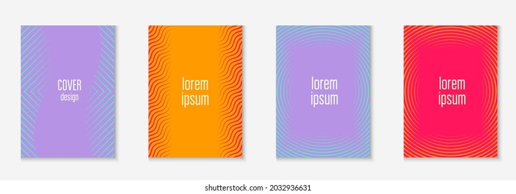 Design magazine cover. Orange and pink. Dynamic banner, invitation, report, booklet mockup. Design magazine cover as template with line geometric element.