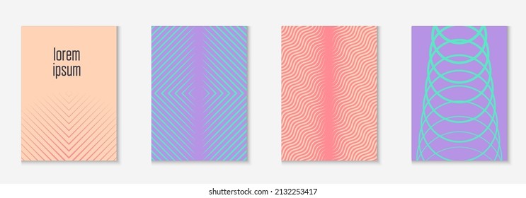 Design magazine cover. Pink and purple. Hipster notebook, banner, journal, web app layout. Design magazine cover as template with line geometric element.