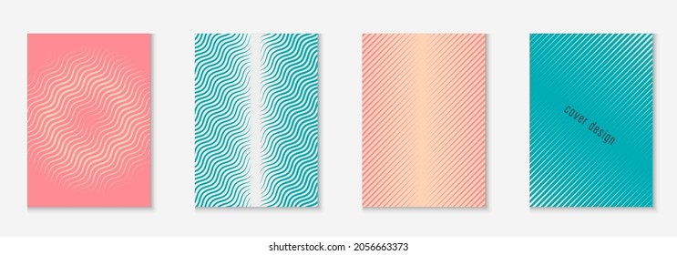 Design magazine cover. Pink and turquoise. Minimalistic page, banner, booklet, patent concept. Design magazine cover as template with line geometric element.