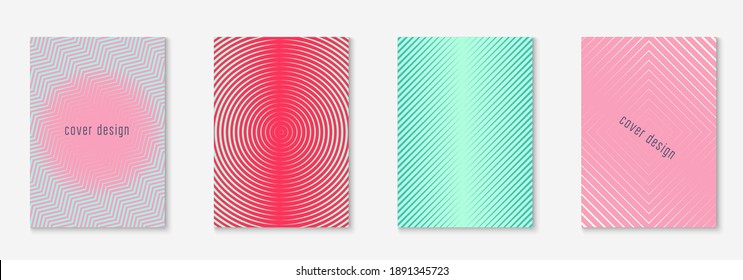Design magazine cover. Red and green. Cool presentation, annual report, booklet, report layout. Design magazine cover as template with line geometric element.