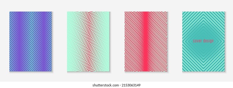 Design magazine cover. Red and green. Minimalistic wallpaper, annual report, web app, page layout. Design magazine cover as template with line geometric element.