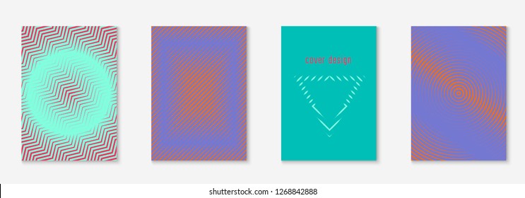 Design magazine cover. Turquoise and purple. Plastic folder, web app, book, wallpaper mockup. Design magazine cover as template with line geometric element.