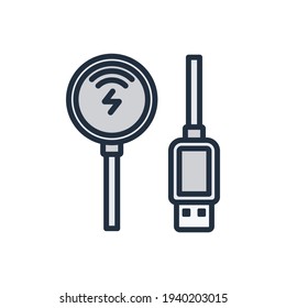 El diseño de la ilustración vectorial de icono rellenado por cable de carga magnética, este vector es adecuado para iconos, logotipos, ilustraciones, pegatinas, libros, cubiertas, etc.
