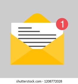 Design mail or e-mail of flat icon, Vector on isolated background .