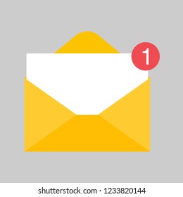 Design mail or e-mail of flat icon, Vector on isolated background .