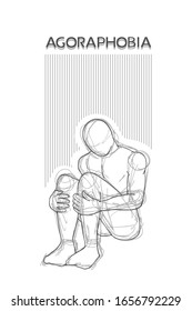 Diseño del hombre con dibujo de agorafobia