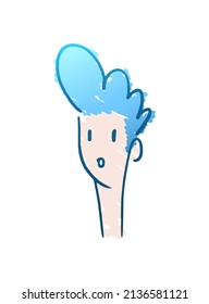 Design of man with blue hair