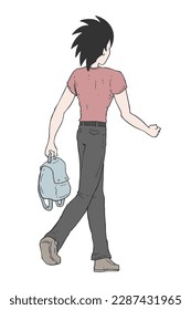 Design of man walking with bag