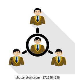 Design Management Chart, Management Chart Icon With A Plumb Line Horizontal, Management Chart Vector, Shows The Chain Of Command Where The Boss Plays An Important Role