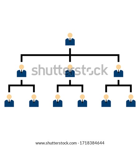 Design management chart, Management chart icon with a plumb line horizontal, Management chart vector, Shows the chain of command where the boss plays an important role