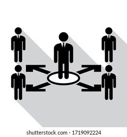 Design management chart, Management chart vector, Shows the chain of command where the boss plays an important role