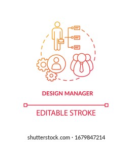 Design manager, agency executive concept icon. Studio management idea thin line illustration. Workshop structure, executive official duties. Vector isolated outline RGB color drawing