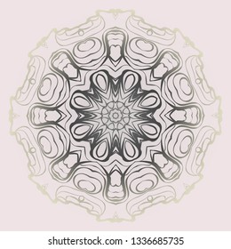 Design Mandala Ornament. Vector Illustration. Round Geometric Floral Pattern. Oriental Pattern. Indian, Moroccan, Mystic, Ottoman Motifs. Anti-Stress Therapy Pattern. Pastel color.