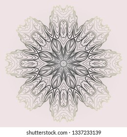 Design Mandala Ornament. Vector Illustration. Round Geometric Floral Pattern. Oriental Pattern. Indian, Moroccan, Mystic, Ottoman Motifs. Anti-Stress Therapy Pattern. Pastel color.