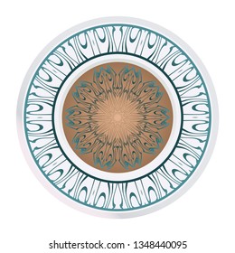 Design Mandala Ornament. Vector Illustration. Round Geometric Floral Pattern. Oriental Pattern. Indian, Moroccan, Mystic, Ottoman Motifs. Anti-Stress Therapy Pattern