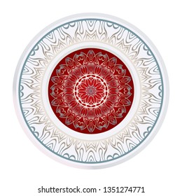 Design Mandala Ornament. Vector Illustration. Round Geometric Floral Pattern. Oriental Pattern. Indian, Moroccan, Mystic, Ottoman Motifs. Anti-Stress Therapy Pattern