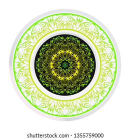 Design Mandala Ornament. Vector Illustration. Round Geometric Floral Pattern. Oriental Pattern. Indian, Moroccan, Mystic, Ottoman Motifs. Anti-Stress Therapy Pattern