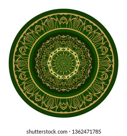 Design Mandala Ornament. Vector Illustration. Round Geometric Floral Pattern. Oriental Pattern. Indian, Moroccan, Mystic, Ottoman Motifs. Anti-Stress Therapy Pattern
