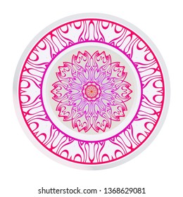 Design Mandala Ornament. Vector Illustration. Round Geometric Floral Pattern. Oriental Pattern. Indian, Moroccan, Mystic, Ottoman Motifs. Anti-Stress Therapy Pattern