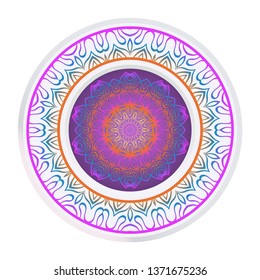 Design Mandala Ornament. Vector Illustration. Round Geometric Floral Pattern. Oriental Pattern. Indian, Moroccan, Mystic, Ottoman Motifs. Anti-Stress Therapy Pattern