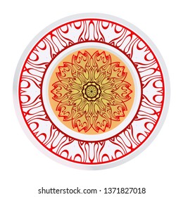 Design Mandala Ornament. Vector Illustration. Round Geometric Floral Pattern. Oriental Pattern. Indian, Moroccan, Mystic, Ottoman Motifs. Anti-Stress Therapy Pattern