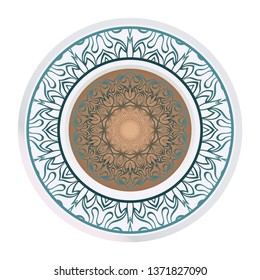 Design Mandala Ornament. Vector Illustration. Round Geometric Floral Pattern. Oriental Pattern. Indian, Moroccan, Mystic, Ottoman Motifs. Anti-Stress Therapy Pattern