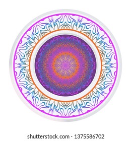Design Mandala Ornament. Vector Illustration. Round Geometric Floral Pattern. Oriental Pattern. Indian, Moroccan, Mystic, Ottoman Motifs. Anti-Stress Therapy Pattern