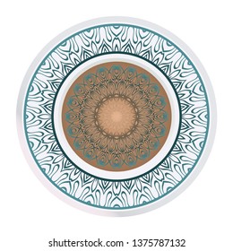 Design Mandala Ornament. Vector Illustration. Round Geometric Floral Pattern. Oriental Pattern. Indian, Moroccan, Mystic, Ottoman Motifs. Anti-Stress Therapy Pattern