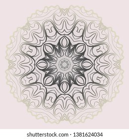Design Mandala Ornament. Vector Illustration. Round Geometric Floral Pattern. Oriental Pattern. Indian, Moroccan, Mystic, Ottoman Motifs. Anti-Stress Therapy Pattern. Pastel color.
