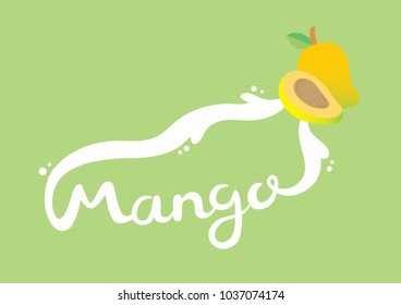 Design mango juice, Splash  is wold mango vector. Green background.