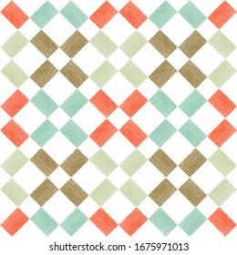 Design with manual hatching. Ethnic boho ornament. Seamless pattern. Tribal motif. Vector illustration for web design or print.