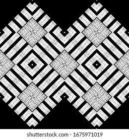 Design with manual hatching. Ethnic boho ornament. Seamless pattern. Tribal motif. Vector illustration for web design or print.