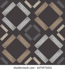 Design with manual hatching. Ethnic boho ornament. Seamless pattern. Tribal motif. Vector illustration for web design or print.