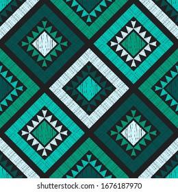 Design with manual hatching. Ethnic boho ornament. Seamless pattern. Tribal motif. Vector illustration for web design or print.