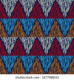 Design with manual hatching. Ethnic boho ornament. Seamless pattern. Tribal motif. Vector illustration for web design or print.
