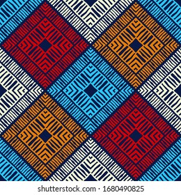 Design with manual hatching. Ethnic boho ornament. Seamless pattern. Tribal motif. Vector illustration for web design or print.