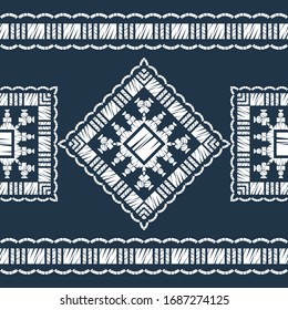Design with manual hatching. Ethnic boho ornament. Seamless pattern. Tribal motif. Vector illustration for web design or print.