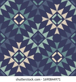 Design with manual hatching. Ethnic boho ornament. Seamless pattern. Tribal motif. Vector illustration for web design or print.