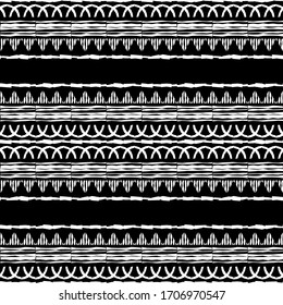 Design with manual hatching. Ethnic boho ornament. Seamless pattern. Tribal motif. Vector illustration for web design or print.