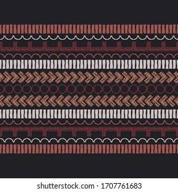 Diseño con sombreado manual. Ornamento étnico boho. Patrón sin problemas. Motivo tribal. Ilustración vectorial para diseño web o impresión.