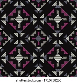 Design with manual hatching. Ethnic boho ornament. Seamless background. Tribal motif. Vector illustration for web design or print.