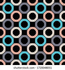 Design with manual hatching. Ethnic boho ornament. Seamless background. Tribal motif. Vector illustration for web design or print.