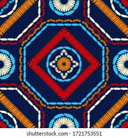 Design with manual hatching. Ethnic boho ornament. Seamless background. Tribal motif. Vector illustration for web design or print.