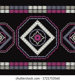 Design with manual hatching. Ethnic boho ornament. Seamless background. Tribal motif. Vector illustration for web design or print.